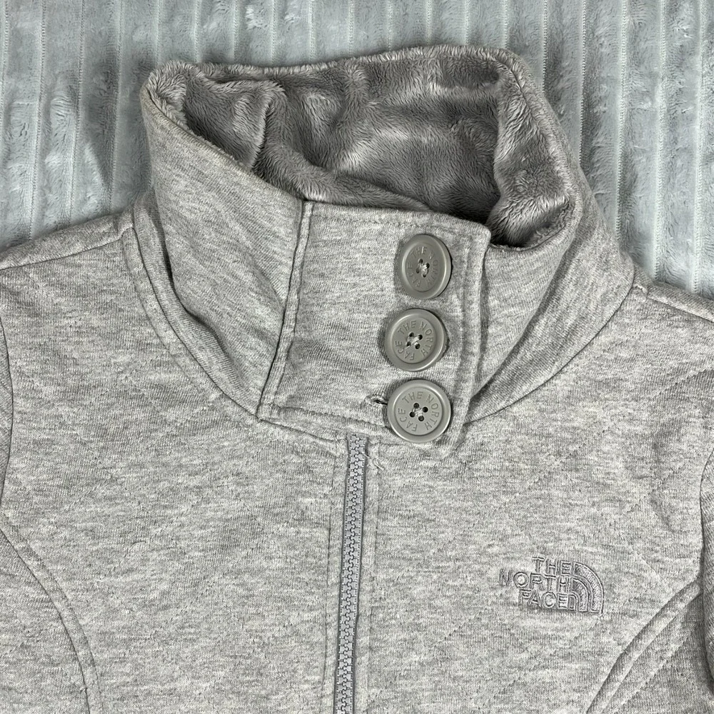 North Face Caroluna Quilted Fleece Lined Jacket Women's S Gray Warm Comfort Prep